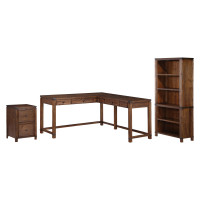 OSP Home Furnishings BTL2937-BR Baton Rouge L-Shape Desk in Brushed Walnut Finish